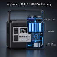 Générateur solaire extérieur LiFePO4 1000W à onde sinusoïdale pure avec chargeur sans fil 15W, lampe torche et onduleur MPPT pour camping, camping-car et situations d'urgence