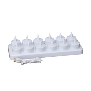 12-Pack hẹn giờ <span class=keywords><strong>LED</strong></span> sạc <span class=keywords><strong>tealight</strong></span> nến đèn độ bền lâu dài nhựa giáng sinh Đảng bầu không khí ánh sáng cho Halloween - Product Image 5