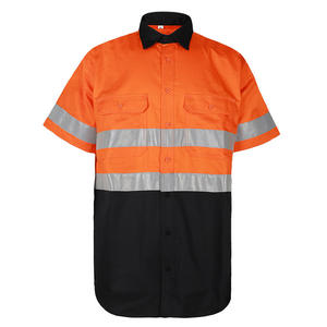 Camisa de Trabajo Waltyn para Hombre, Manga Corta, Naranja Reflectante, 100% Algodón, Ropa de Seguridad para la Industria Petrolera, Química y Metalúrgica - Product Image 3