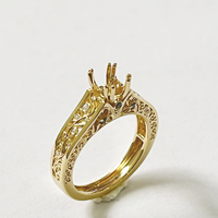 Bague de fiançailles MaiYi Vintage Filigree Flowing Scrolls, sertie en or jaune 14 carats, ovale, semi-montée