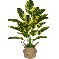 Décoration de haute qualité touche réelle 18 feuilles plante d'arbre bonsaï vert artificielle plante de palmier en pot artificielle