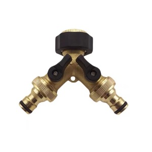 Distributeur d'eau en laiton pour tuyau d'arrosage, 1/2 pouce, double sortie, pour usage extérieur, avec raccord cannelé, conception durable - Product Image 5