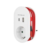 Adaptateur de voyage européen personnalisable Pheiyon 16A 250V avec câble de charge pour téléphone 1A+1C 0,6m, prise Schuko, protection IP20, ODM OEM