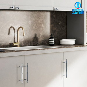 Poignées de meuble Jiehao en forme de barre, laiton chromé, design minimaliste pour armoires de cuisine et placards - Product Image 2