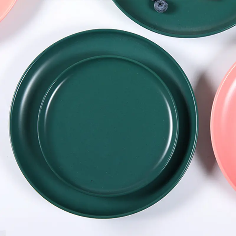 Dinnerware Plate Restaurant Green Pink Irregular Round Shape Nordic Dinner Ceramic Plate Dishes Porcelain Plate Sets