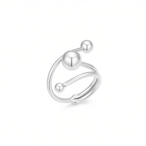 Anillo de moda Amy Amy A0108 de acero inoxidable con forma de bola, estilo moderno para mujer, regalo, uso diario, chapado en plata 925 - Product Image 3