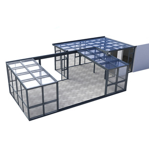 Véranda rétractable en alliage d'aluminium avec toit plat en verre trempé, design moderne, installation facile - Product Image 1
