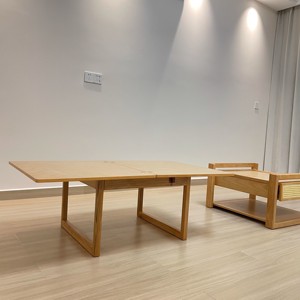 Juego de mesa de centro simple de doble capa ajustable en altura, nuevo tipo de mesa de té plegable de madera maciza - Product Image 6