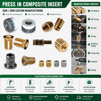 Insert Knurled Flanged Threaded Nut Komposit Tekan untuk Panel Fiberglass FRP Kustom OEM