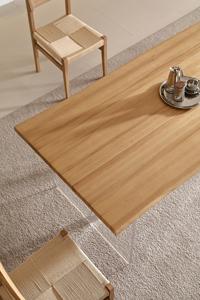 Imbottire impacchi cucina sala da pranzo rettangolo in legno massiccio <span class=keywords><strong>tavolo</strong></span> in legno frassino con <span class=keywords><strong>gambe</strong></span> in acrilico trasparente tavoli da legname - Product Image 2