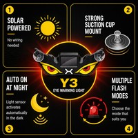 Lumière LED dynamique pour voiture, type œil de démon clignotant, solaire, double charge Type-C, décoration de vitre arrière, lumière d'avertissement anti-collision, auto