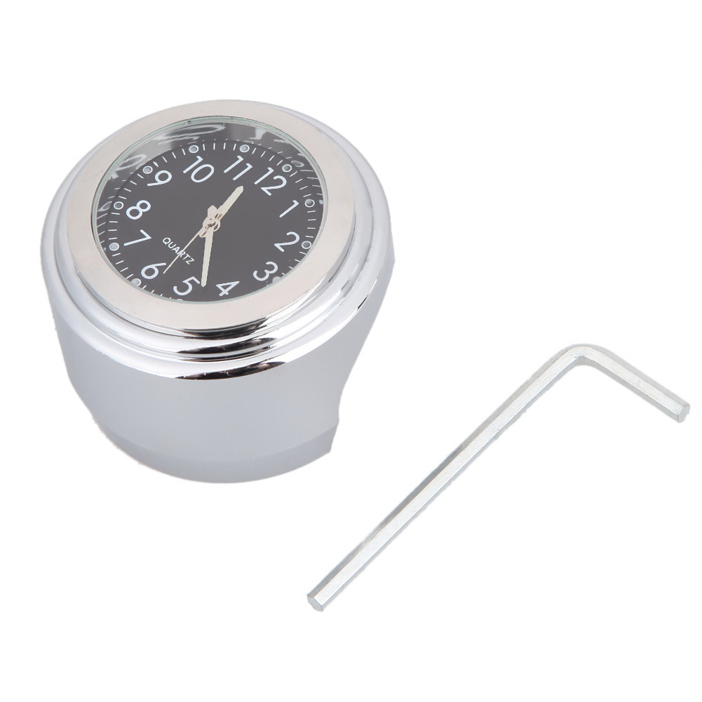 Универсальный 7/8 "Водонепроницаемый хром кронштейна для руля велосипеда байка мотоцикла кварцевые часы алюминиевый световой часы Moto черный аксессуары