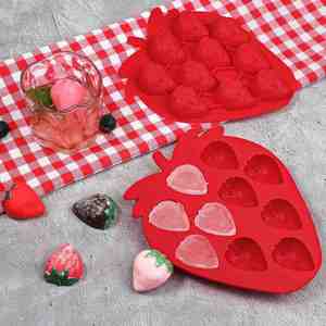 Custom Logo 10 Cavity 3D Food Grade <b>Silicone</b> Mold in Strawberry Shape for Reusable Ice Cream Popsicle Making Baking <b>Tools</b> - Product Image 6