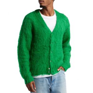 Custom Winter Clothes <b>Men</b> Fuzzy <b>Cardigan</b> Vintage Knit Coat Long Sleeve Knitwear Custom <b>Wool</b> Sweater Man - Product Image 2