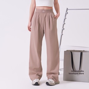 Pantalones deportivos de lujo, pantalones de yoga de cintura alta, pantalones informales cómodos, pantalones formales, pantalones sueltos de poliéster para mujer, pantalones Aloe - Product Image 5