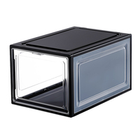 Boîte à chaussures empilable en acrylique transparent avec logo personnalisé en gros, organisateur de chaussures en matériau PC, boîte de rangement en plastique magnétique pliable pour baskets