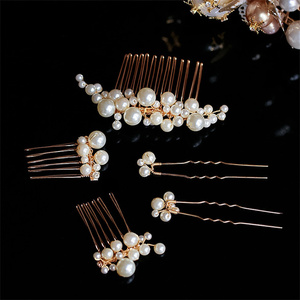 طقم إكسسوارات شعر للعروس، مشط شعر عتيق الطراز مصنوع من الأسيتات مع لآلئ كبيرة - Product Image 4