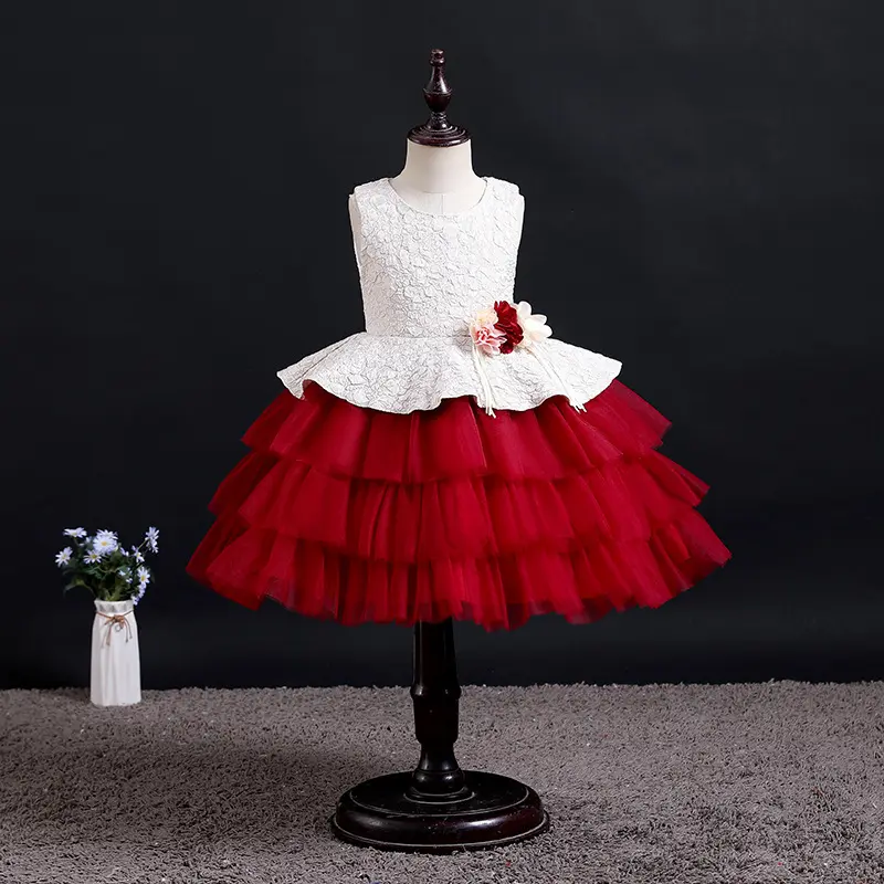 3-12 year summer hot selling girl flower girl dress skirt sleeveless princess skirt kids mesh tutu skirt