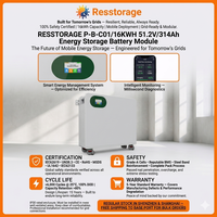 Batterie murale de secours domestique 51.2V 314Ah 16.08kWh LiFePO4 avec communication CAN et installation sans outil pour système hors réseau
