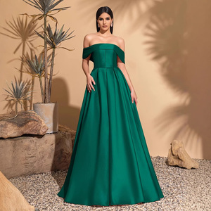 Abito da sera <span class=keywords><strong>verde</strong></span> <span class=keywords><strong>smeraldo</strong></span> con spalle scoperte, lussuoso abito lungo da ballo a trapezio per donna, <span class=keywords><strong>elegante</strong></span> abito lungo fino al pavimento per matrimoni, feste e serate di gala - Product Image 3