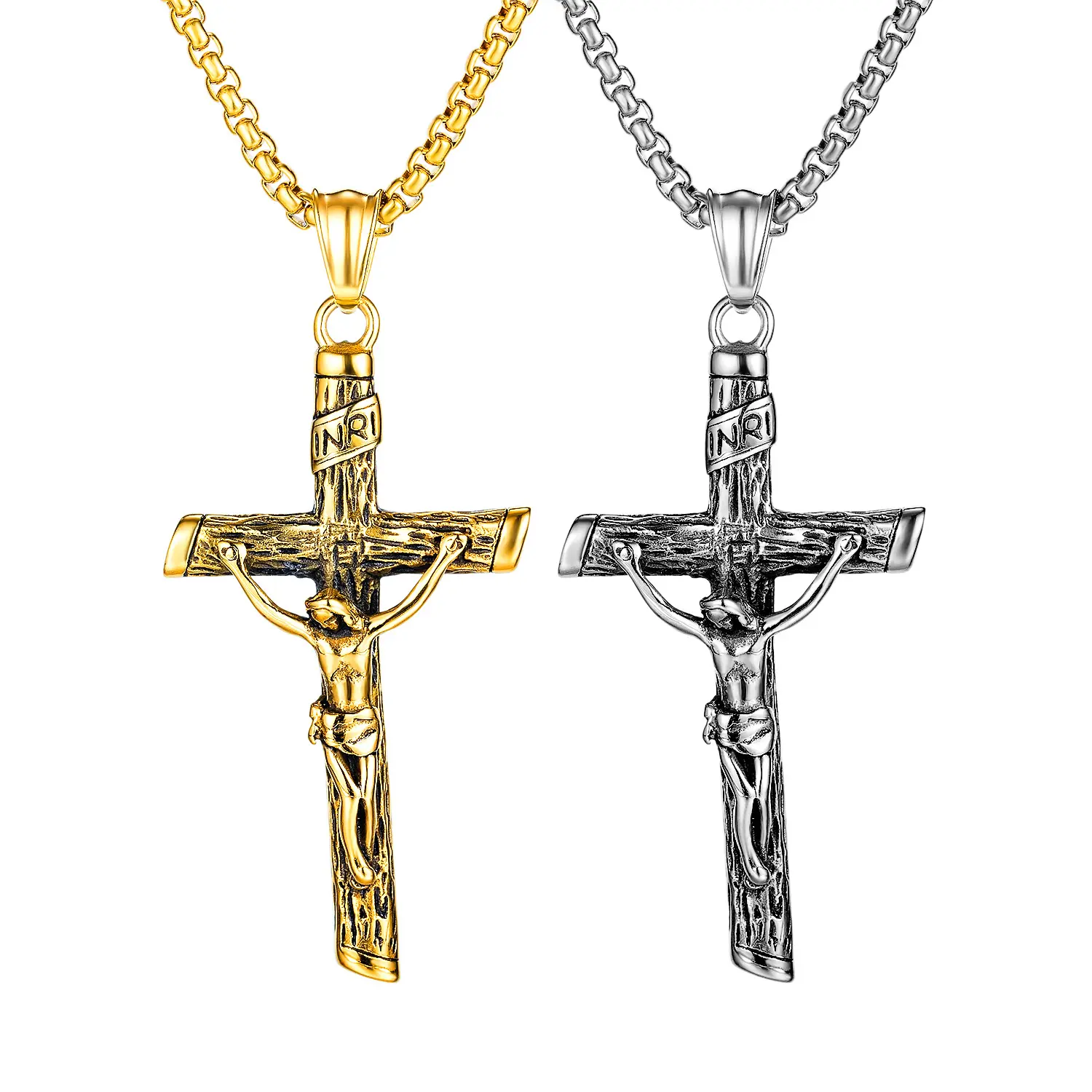 New Religious Cross Necklace Stainless Steel Cross Pendant Necklace Keel Chain Necklace For Men