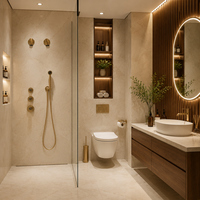 Ensemble de douche thermostatique en laiton brossé moderne avec robinet à trois voies à cartouche céramique pour hôtel et salle de bain