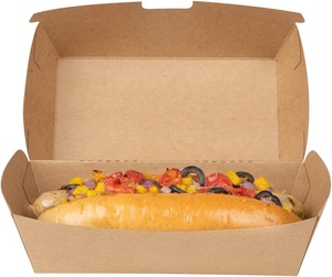 Récipients pour hot-dogs en papier <span class=keywords><strong>kraft</strong></span> <span class=keywords><strong>Boîte</strong></span> d'emballage recyclable et sulfurisée pour hot-dogs - Product Image 4