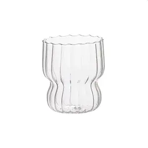 260ml北欧スタイルクリスタルかわいいガラスマグコーヒーカップヴィンテージ折り紙ガラス製品デザート用美的ガラスカップ