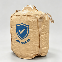 Sac tubulaire géant BRC beige 2 boucles FIBC avec bec de remplissage et de décharge, doublure PE, résistant à l'humidité pour aliments, matières premières et additifs, emballage en vrac pour transport maritime