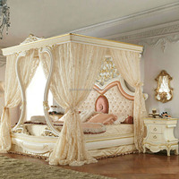Lit à cadre sculpté en bois massif de style européen lits à baldaquin en bois de style palais français pour chambre à coucher principale meubles de maison