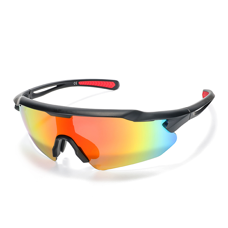 Montatura nera opaca + lente nera rossa