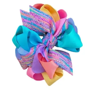 Pride Month spring colorful rainbow hair bows girls cute boutique hair bows clip kids hair accessories