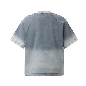 Custom Wholesale Heavyweight Cotton Streetwear <b>Y2K</b> Grunge Acid Wash Gradient Embroidered Applique Mens Oversized T <b>Shirt</b> - Product Image 2