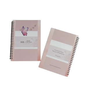Carnet à spirales personnalisé avec couverture souple, impression CMYK, carnets à écriture fluide rose pour le bureau et l'école - Product Image 3