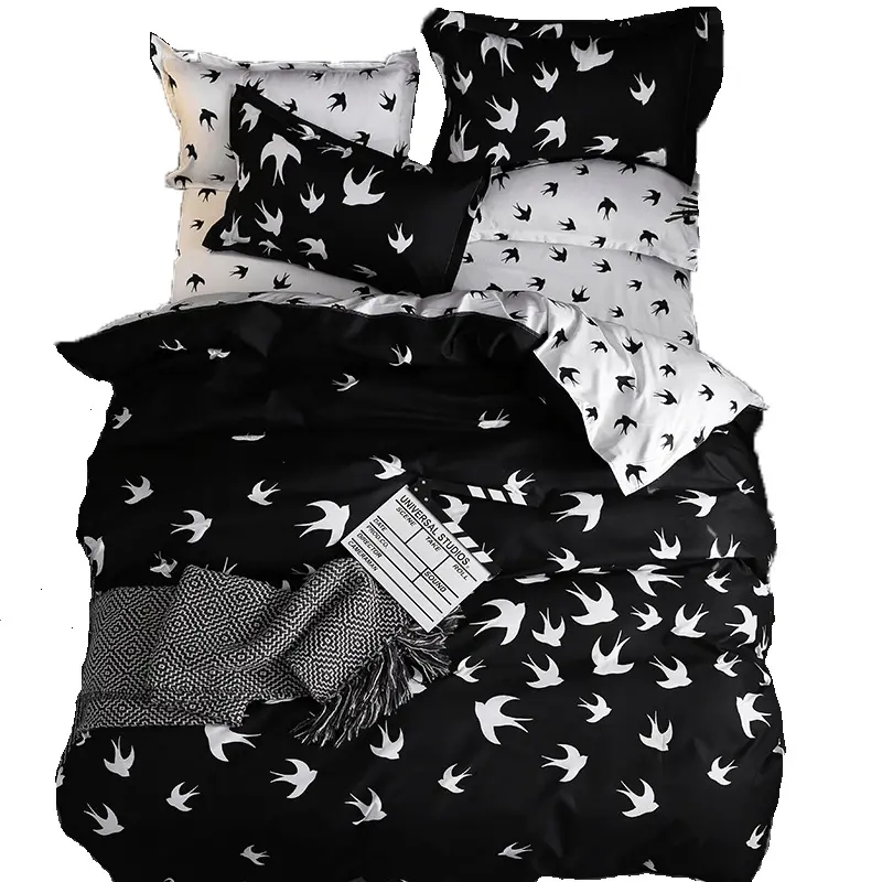 2020 nuevo diseño liso teñido conjunto de edredón de funda de almohada de casa hotel colección de ropa de cama