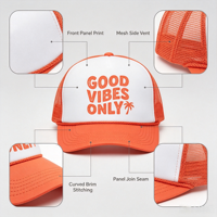 Casquette Trucker en Mousse à 5 Panneaux avec Broderie Logo Personnalisé, Dos en Maille Solide, Corde et Visière Haute Qualité, Casquette Snapback en Maille