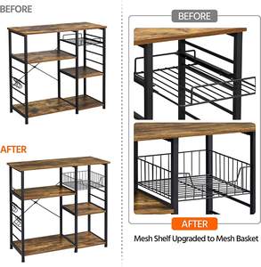 Huasheng Estante de Cocina Metálico de 3 Niveles, Tipo Soporte, No Plegable, Multifunción, para Cafetera, Microondas, con Cestas de Alambre - Product Image 5