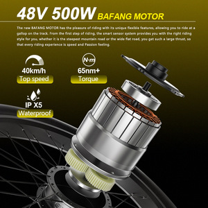 Vélo de montagne à cadre en aluminium avec moteur central de 27,5 pouces, freins à disque et amortissement - Modèle TX19 - Product Image 2