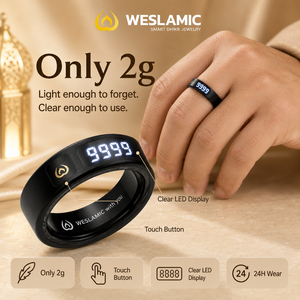 Smarter Islamischer Tasbeeh Zikr Ring mit LED-Display, App-Steuerung, Magnetisches Aufladen, 5-10 Tage Akkulaufzeit, Aluminiumlegierung, Inklusive Geschenk - Product Image 4