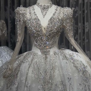 Vestido de Novia Wx358, Vestido de Boda de Lujo con Lentejuelas y Encaje, Cuello en V, Mangas Largas, Estilo Princesa Jancember - Product Image 4