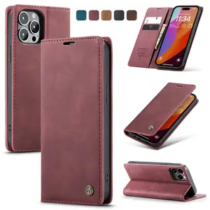 2025 New Design for iPhone 16 Pro Max 15 14 13 12 11 Cellphone Case Accessories Magnetic Smart Wallet Card Cover for iPhone 16