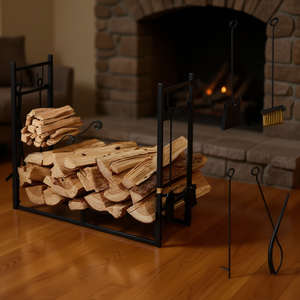 Support à bois rectangulaire en métal thermolaqué, style moderne, organisateur de rangement pour bois, pour utilisation intérieure au foyer - Product Image 2