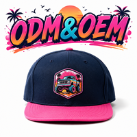 Gorra de Visera Plana de Dos Tonos OEM ODM, Gorra de Estilo Urbano de Algodón Twill con Parche Bordado Hexagonal Retro, Gorra Snapback Cómoda