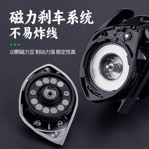 Moulinet de pêche à lancer Pool Blade en métal, 10 roulements, système de freinage magnétique puissant, anti-explosion de ligne, pour la pêche aux leurres - Product Image 1