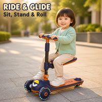 Trottinette à 3 roues pour enfants, guidon réglable en hauteur, musique, lumières LED, roues en PU, trottinette à trois roues pour enfants en bas âge