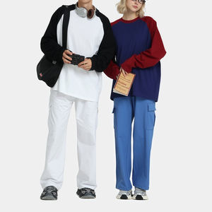 T-shirts longs pour hommes en coton 100% épais et contrasté, de couleur unie, pour couples, en gros, taille plus - Product Image 4