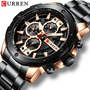 CURREN 8336 hombres cronógrafo de cuarzo relojes de moda 3atm impermeable Japón potenciometro Movt vertical de acero inoxidable gran Dial reloj de pulsera