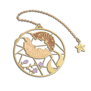 Kim loại tự nhiên tùy chỉnh vàng khắc Bookmark sáng tạo phổ biến cá chép thiết kế may mắn Bookmark - Product Image 2