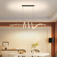 Moderne Doux Créatif 3 Cercles Chambre Salle À Manger Lustre Noir Blanc Aluminium Longue Bande Bureau Bar LED Suspension
