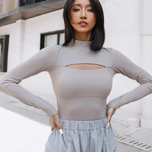 <span class=keywords><strong>Camiseta</strong></span> sin mangas elástica ajustada <span class=keywords><strong>para</strong></span> mujer, Top deportivo de manga <span class=keywords><strong>larga</strong></span> de talla grande - Product Image 5